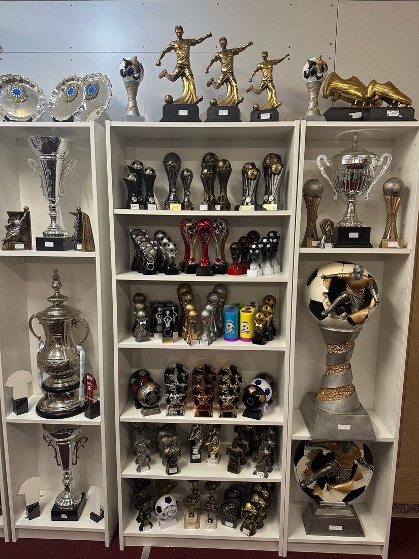 Gold player figures, silver salvers and golden boot awards